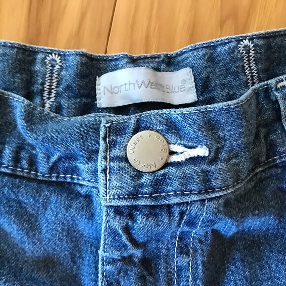 North West Blue Cinch-Back Jeans, Vintage 80s High Waisted Blue Jeans, Size 16 - Picture 9 of 10